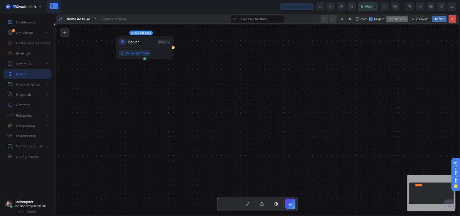 Editor com o gatilho