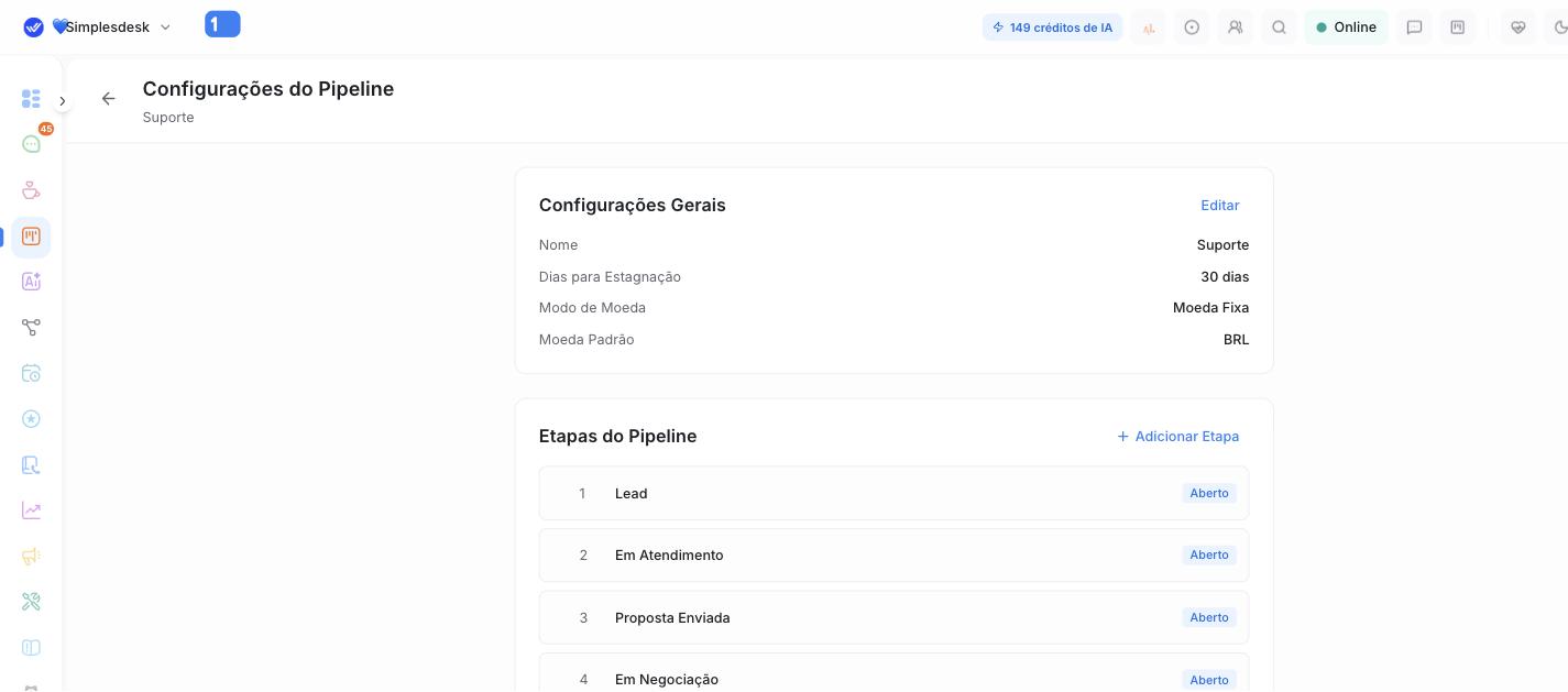 Configurações do Pipeline