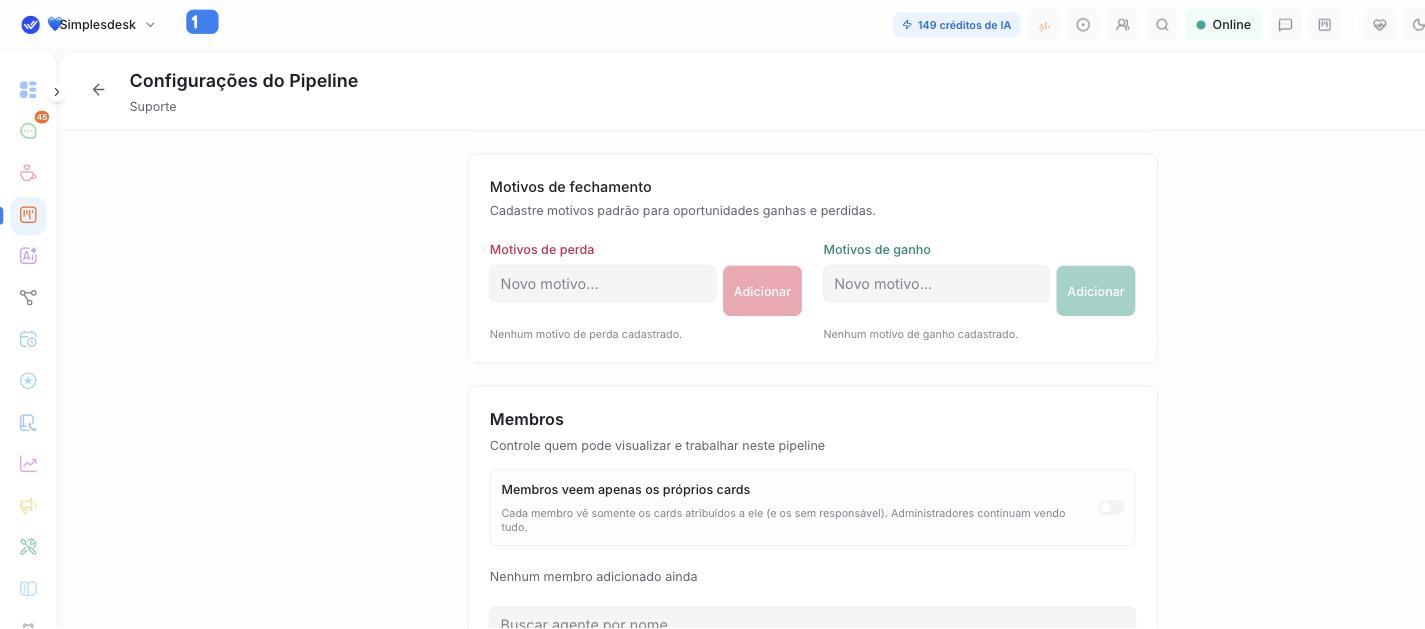 Membros e visibilidade dos cards