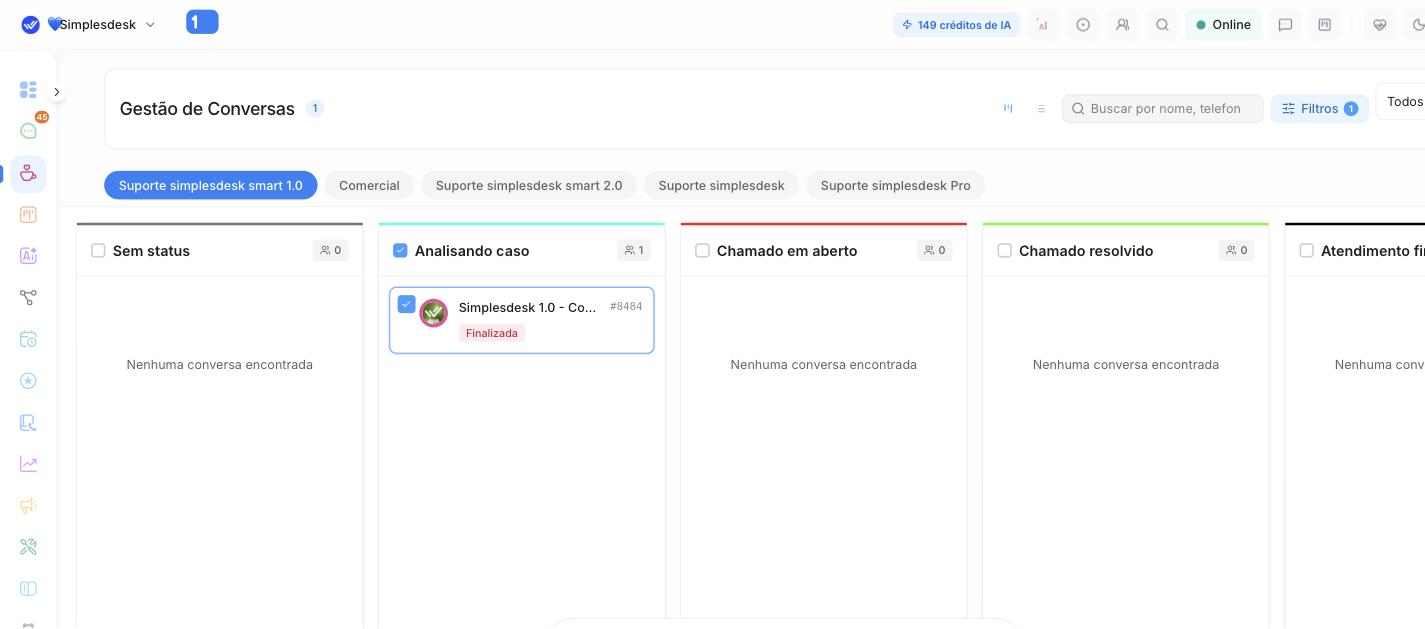 Seleção de conversas no kanban