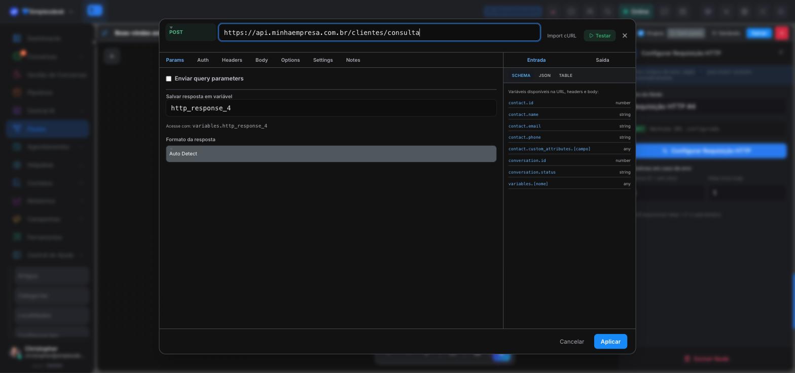 Editor da Requisição HTTP